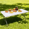 thumbnail image 2 of decorUhome Rectangle Spandex Fitted Tablecloth 6 FT Tables, Washable Picnic Table Cover with Elastic, Washable Reusable Table Cloth for Dining (Marble, 30"x72"), 2 of 8
