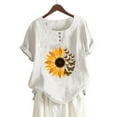 thumbnail image 2 of Eashery Womens Tops Plus Size Women Butterfly Floral Print Decorated Button Loose Casual Crewneck Short Sleeve T Shirt Tshirts For Women White 3XL, 2 of 4