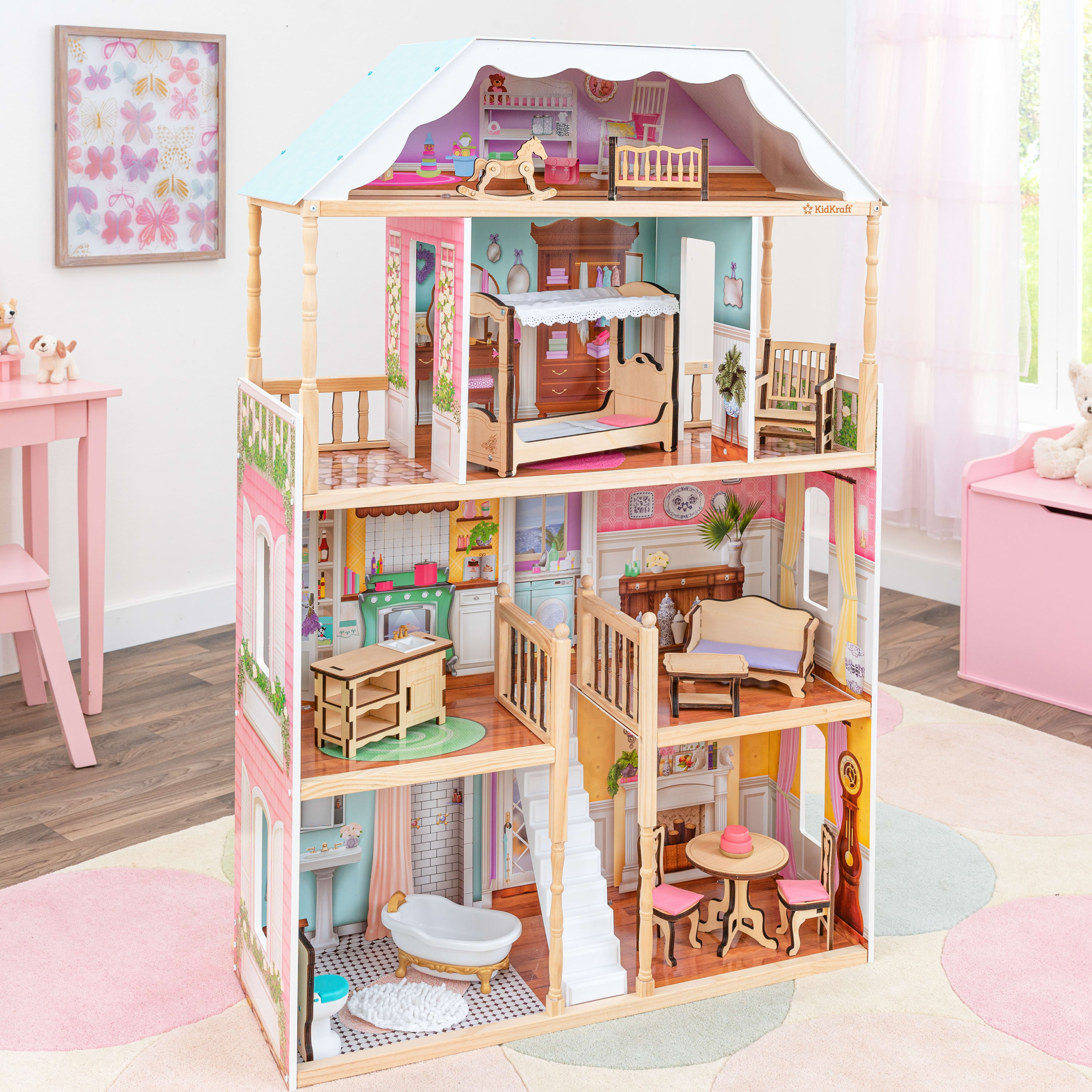 Multicolor for sale online Kidkraft 65956 Charlotte Dollhouse With EZ Kraft Assembly Dollhouse 
