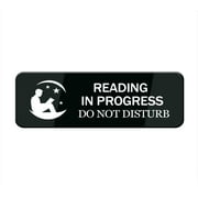 Reading In Progress Do Not Disturb Sign For House/Office,Signs For Home,Thick Acrylic Self-Adhesive Modern Design Door Sign 10X3 Inch Home Decor Sign Accessories Door Or Wall