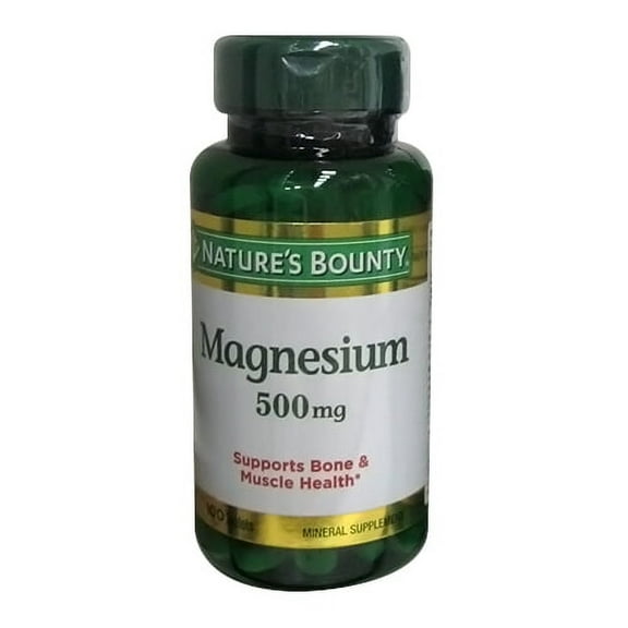 3 Pack Nature's Bounty Magnesium 500 mg, 100 Tablets Count