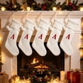 thumbnail image 4 of Christmas Stockings with Initials, Personalized Embroidered Monogram 16.5 Inches Knitted Christmas Stockings Fireplace Xmas Stockings for Family Holiday Party Decoration White Red Letter, 1Pcs, 4 of 7