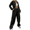 thumbnail image 1 of Timegard Womens Sets 2 Piece Sweatsuits Zip up Hooded Long Sleeve Jackets Drawstring Wide Leg Pants with Pockets Outfits, 1 of 6