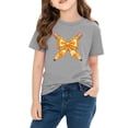 thumbnail image 2 of Kids Girl Graphic T-Shirt | Girls Cotton Short Sleeve Tee with Cute Pencil Print | Soft Casual Crewneck Top for Kids & Little Kid in Gray,Size 7 T, 2 of 9