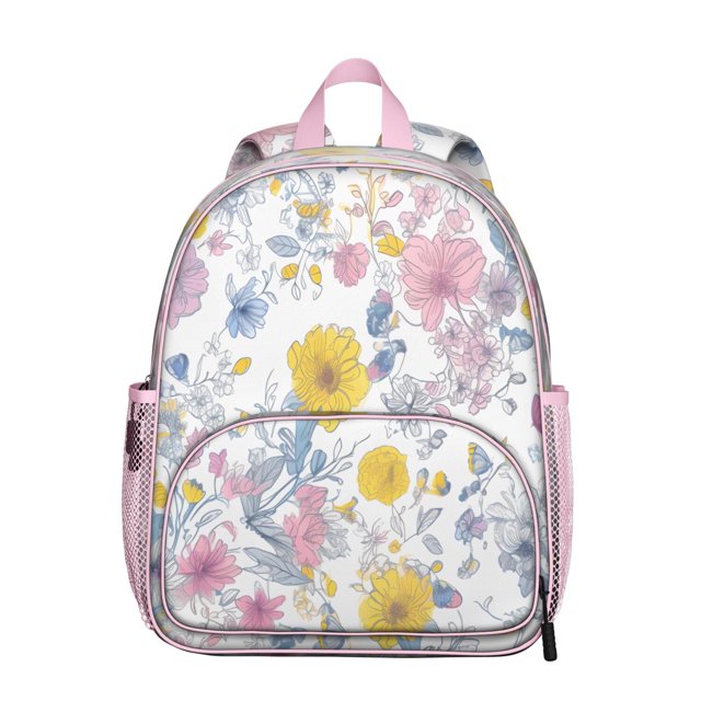Floral and Skull Students Backpack - Rustic Country Style with Watercolor Flower Pattern, Comfortable Adjustable Straps, Durable Oxford Fabric for School Use