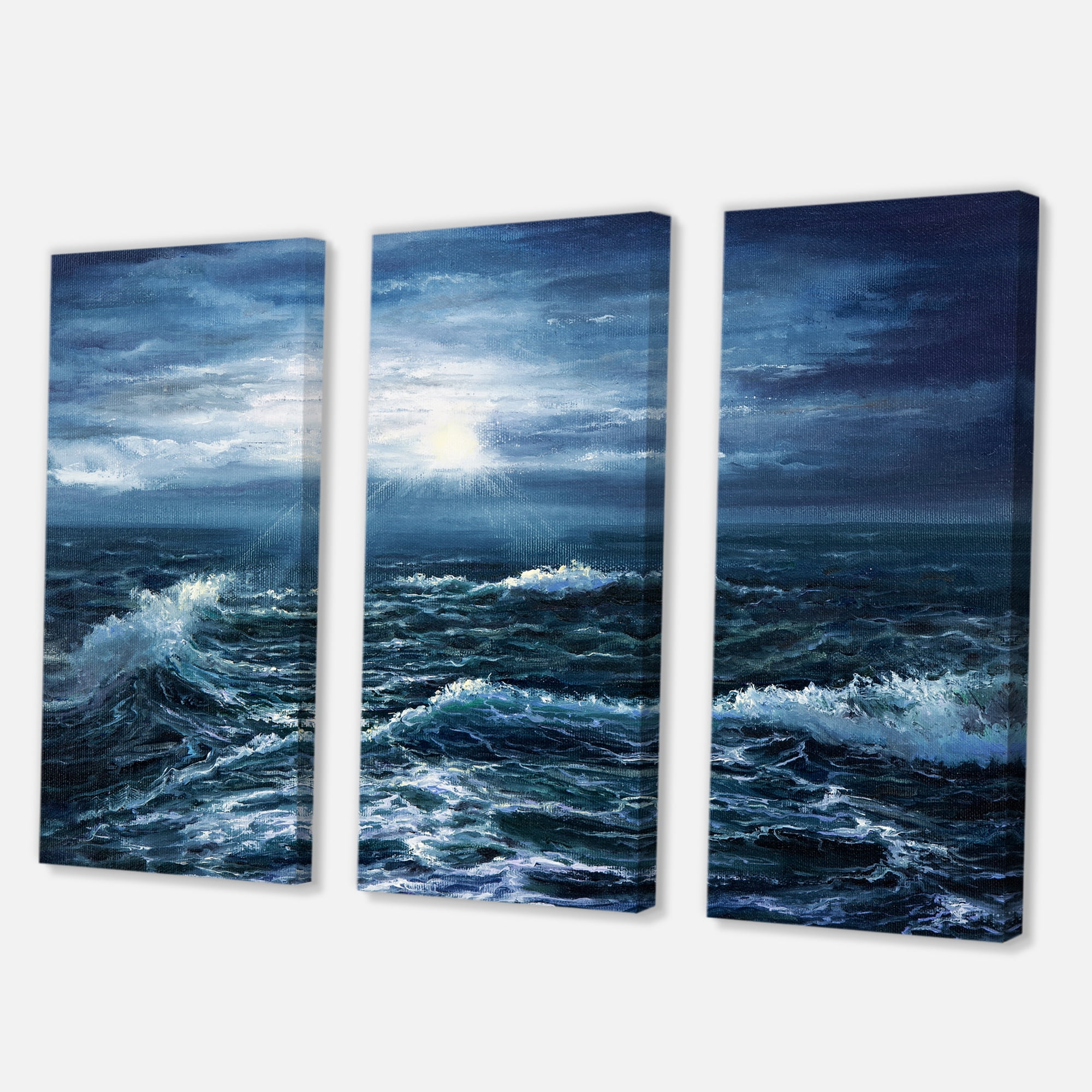 Designart ' Morning Glow Through The Ocean Waves ' Nautical & Coastal Canvas Wall Art Print