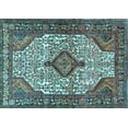 thumbnail image 1 of Ahgly Company Indoor Rectangle Medallion Light Blue Traditional Area Rugs, 6' x 9', 1 of 4