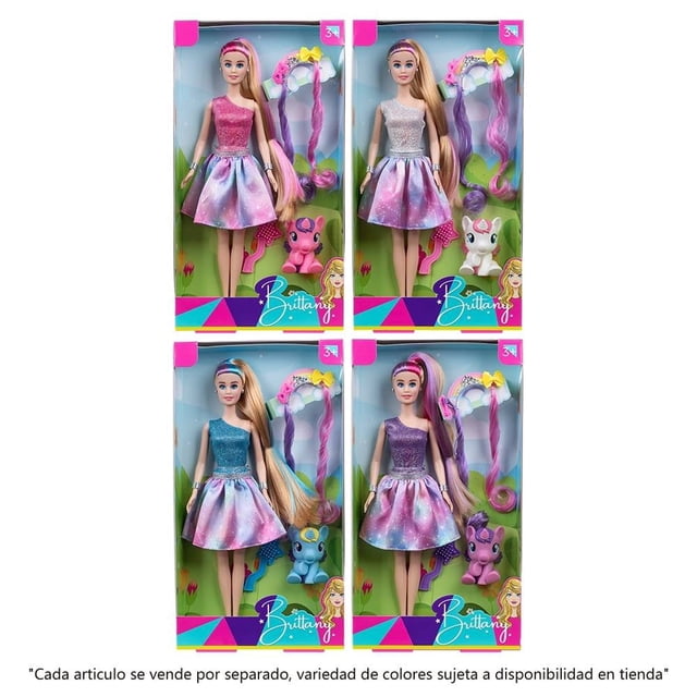 Muñeca Brittany con unicornio varios modelos 1 pieza