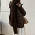 thumbnail image 4 of DPTALR George Women's Fashion Solid Color Stand-up Collar Padded Oversize Cardigan Down Coat,Brown,Size M, 4 of 7