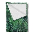 thumbnail image 2 of Leaf Soft Flannel Fleece Throw Blanket, Watercolored Old Design Print of Palm Tropic Exotic Forest Leaves, Cozy Plush for Indoor and Outdoor Use, 70" x 90", Forest Green Dark Green, by Ambesonne, 2 of 5