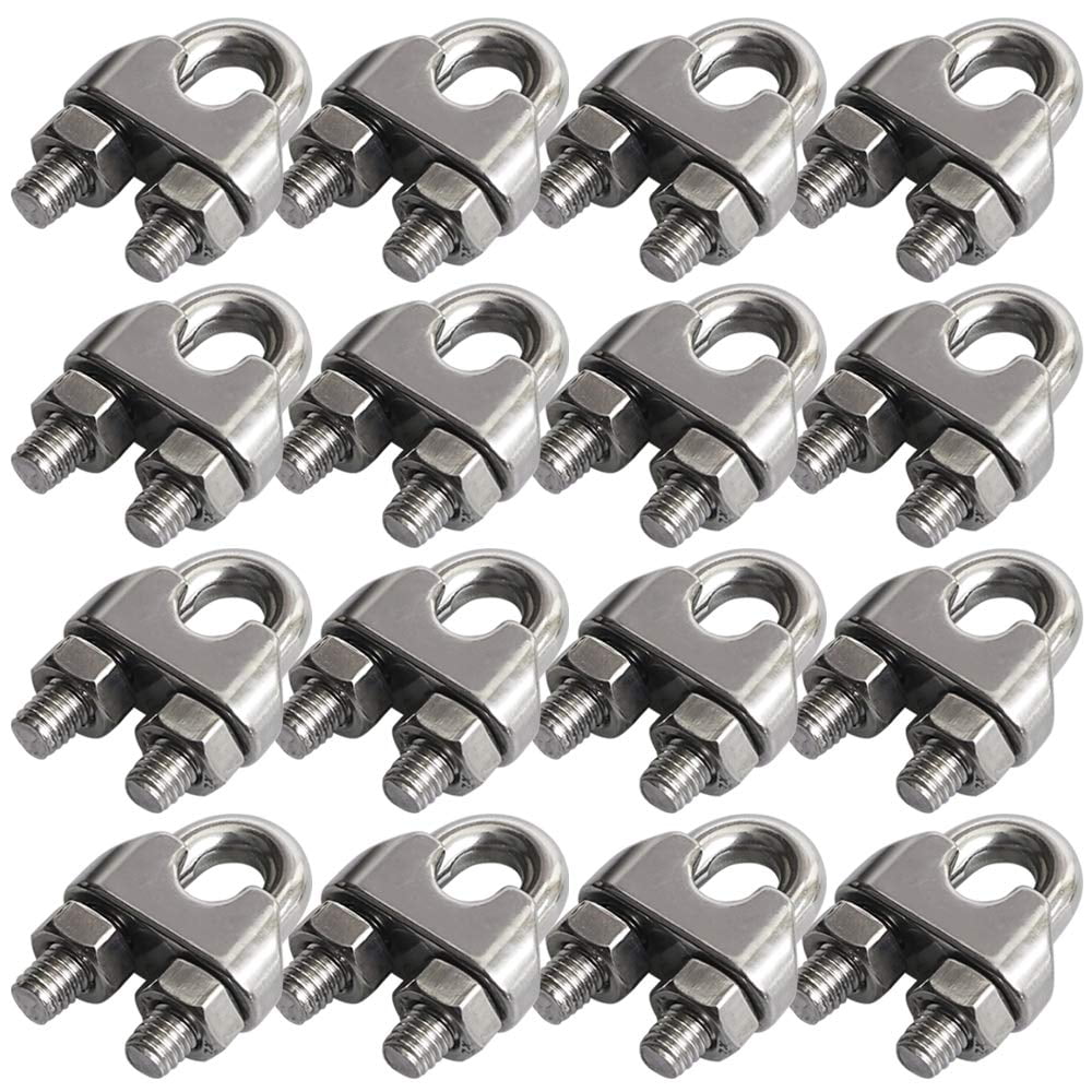 5 Pack Stainless Steel Wire Rope Cable Clip Clamp 1/8 Inch Rope Clamp 