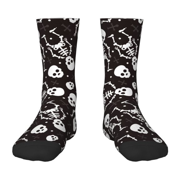 Honeii Skeleton Print Children's Colorful Socks,Unisex Kids and Toddlers' Cushioned Sock,Kids Athletic Crew Socks,for Everyday Wear and Sports