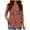 #Red, variant on DPTALR George Women's Fashionable Casual Print V-Neck Slim 3/4-Sleeve Tops for Fall,Red,Size XL