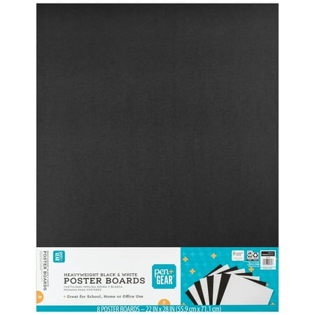 Pen+Gear Poster Board 22 in x 28 in Heavyweight Black & White (8 Pack)