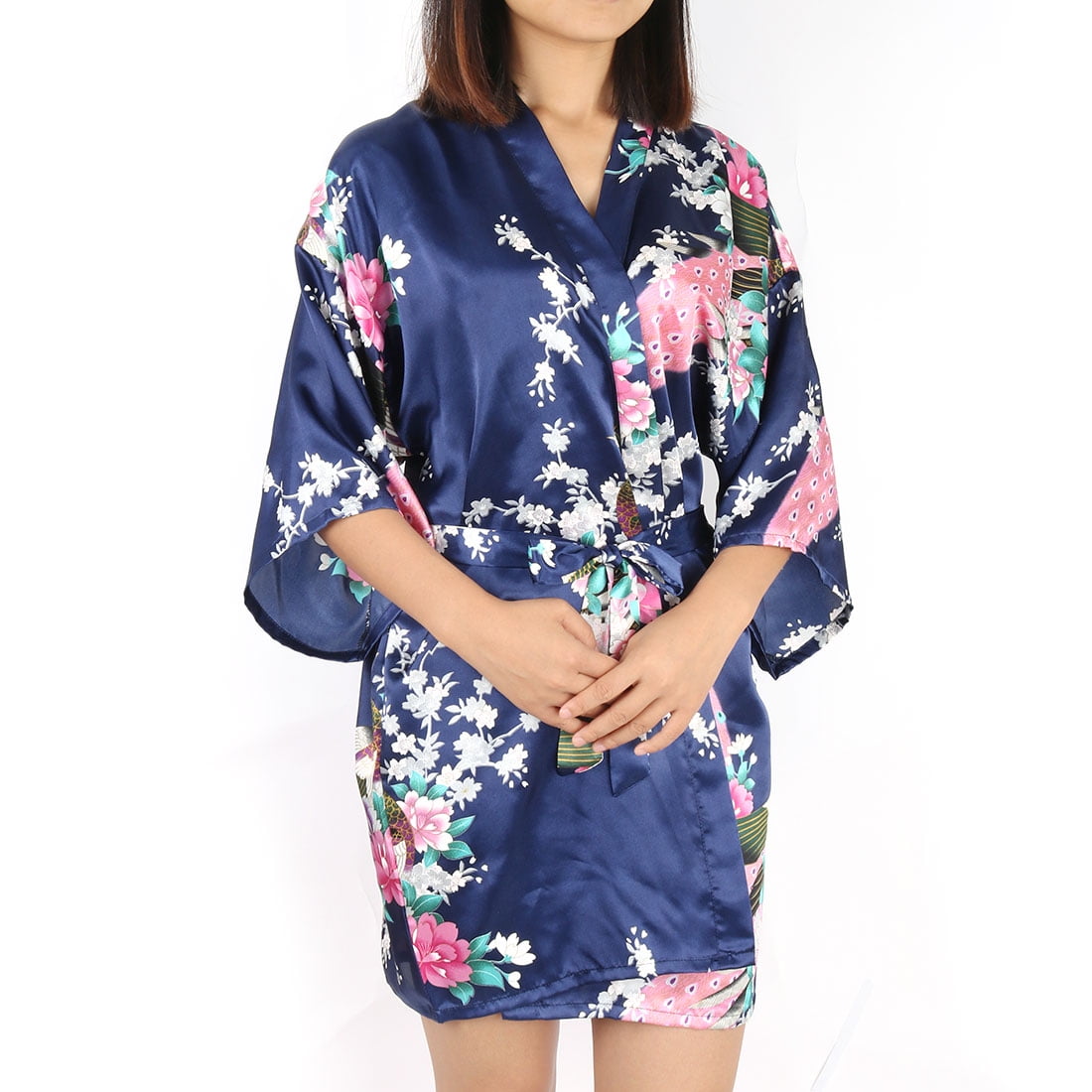 Download Women's Satin Short Kimono Robes for Wedding Party (Dark ...