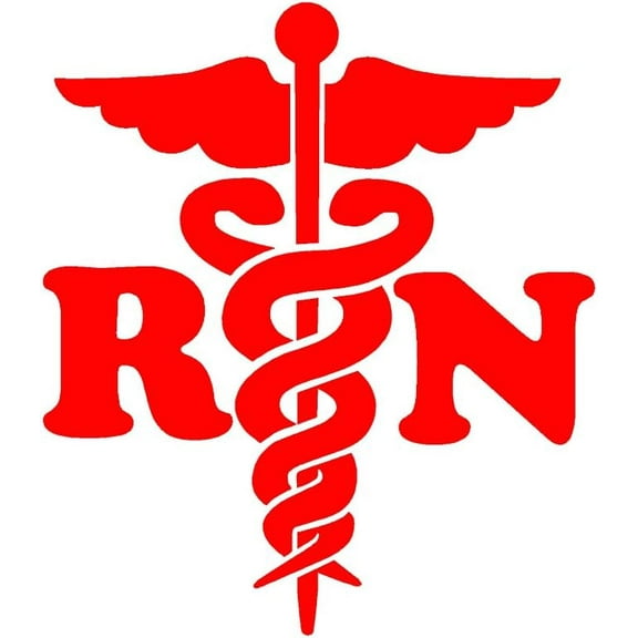2 Pack - StickerDad® Caduceus Medical Cross RN - Size: 5", Color: RED- Windows, Walls, Bumpers, Laptop, Lockers, etc.