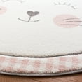 thumbnail image 3 of SAFAVIEH Carousel Kids Emelly Happy Cat Area Rug, Pink/Gray, 5'3" x 5'3" Round, 3 of 10