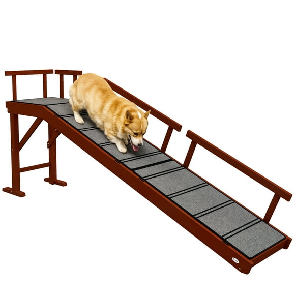 PawHut Wooden Dog Ramp for Large Dogs, 73" Long Pet Ramp, Brown
