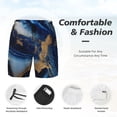thumbnail image 3 of Sikiie Navy Blue Marble Print Men's Double Layer Swimming Trunks, Adjustable Waistband and Pockets Sports Swimming Trunks, Beach Swimwear-Medium, 3 of 6