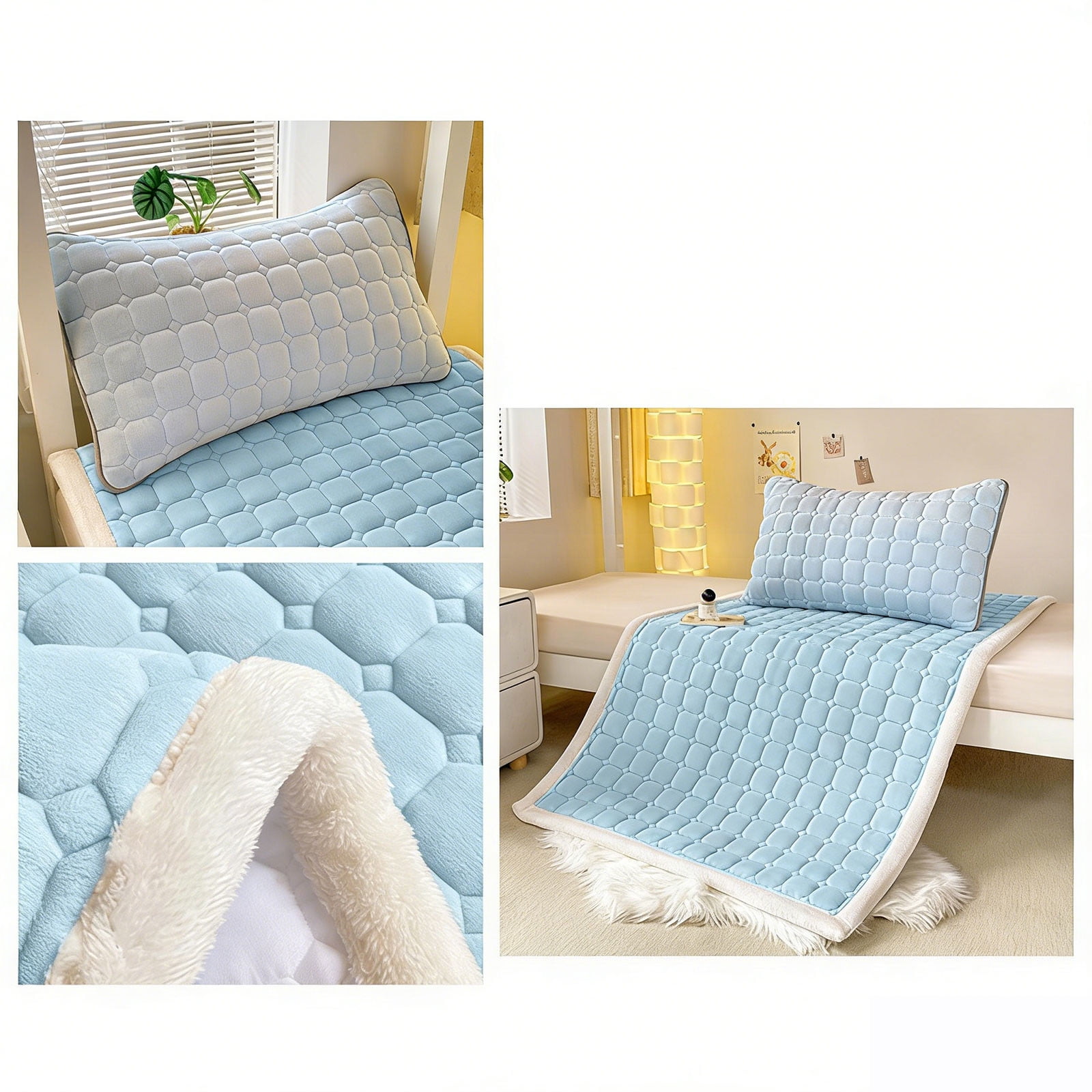 Tgbvmt Milk Velvet Mattress Pad Winter Antistatic 3-Layer Ergonomic Mattress Double Thickened Warm Mattress Pad for Student Dormitory Bunk Bed Single Size Floor Home Bedroom Sleep Rest Decor Favors