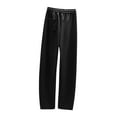 thumbnail image 4 of CLOISE Casual Wide Leg Pants for Women Casual Petite Cotton Wide Leg Pants With Pockets Drawstring Elastic Waist Comfy Mid Rise Palazzo Pants Pull On Capri Lounge Pants Loose Fit Trousers Black, 4 of 4
