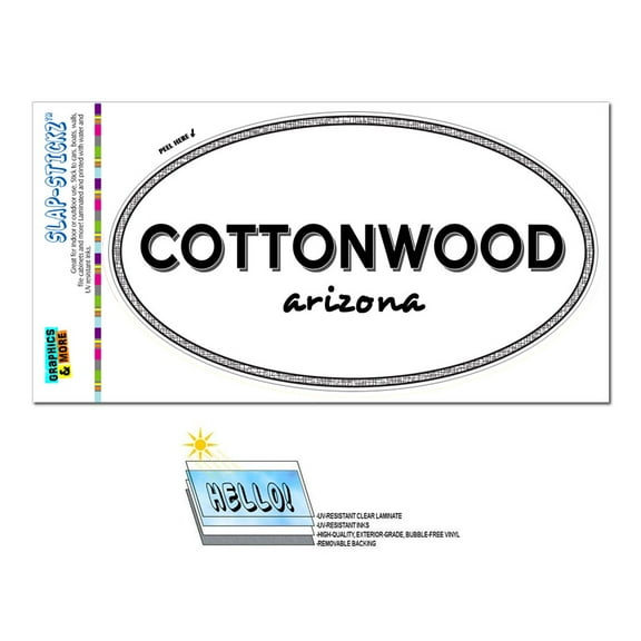 Cottonwood, AZ - Arizona - Black and White - City State - Oval Laminated Sticker