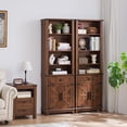 thumbnail image 6 of Joaxswe 72" Tall Bookcases, Freestanding Display Storage Shelves, 4-Tier Open Bookshelf with Cabinet for Home Office Living Room Bedroom, Brown, 6 of 10