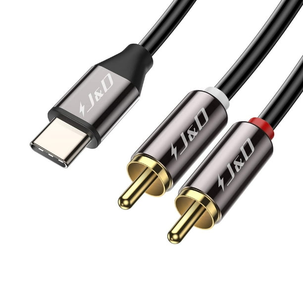 J&D USB C to RCA Audio Cable, USB TypeC Male to 2 RCA Male Stereo