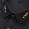 thumbnail image 4 of Camisa Elvqul Hombre Casuales Negro Abotonada Solapa Manga Corta Con Bolsillos sin Estampado, 4 of 9