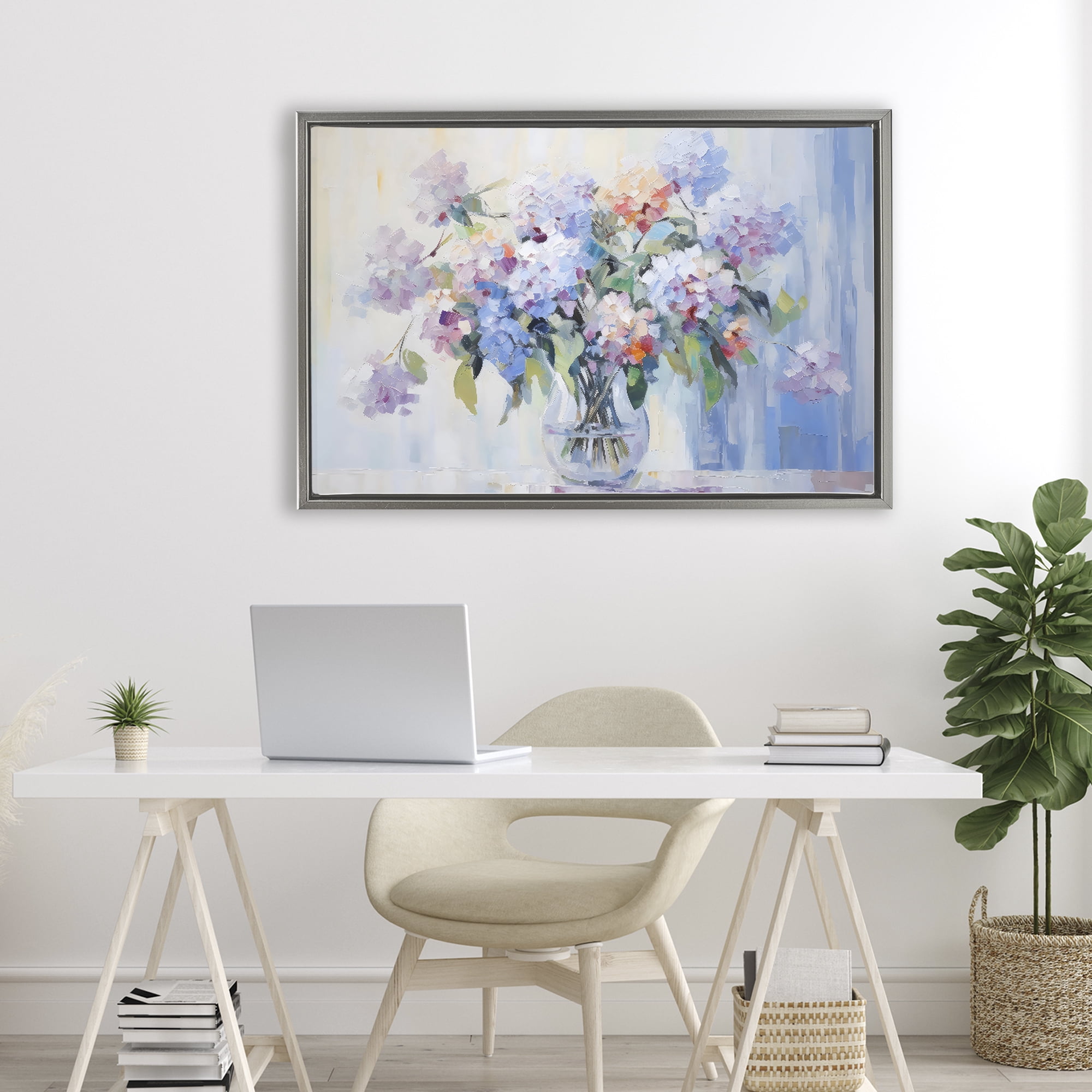 Stupell Industries In Full Bloom Bouquet Gray Framed Floater Canvas Wall Art, design by Creative Studio