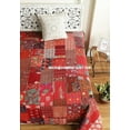 thumbnail image 4 of Red Embrodiery Beautiful Handmade Vintage Silk Sari Jari Patchwork Khambhadiya Kantha Quilting Kantha Quilt Reversible Bed Cover Assoted Kantha Quilt Throw Blanket / Twin/Queen/King, 4 of 4