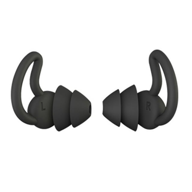 Workhe Sleeping Earplugs Silicone Earbuds Noise Reusable Earplug Reduction Reusable Earplugs for Office Home, Black, 2 Layers