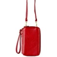 thumbnail image 4 of Mundi Women's Jacqui Vegan Leather Crossbody Cell Phone Purse Holder Wallet, Red, 4 of 5
