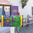 thumbnail image 5 of Mardi Gras Mailbox Cover Magnetic Standard Size 21"x19" Fleur De Lis New Orleans Carnival Decorative Post Letter Box Wrap Decor Beads Masquerade Holiday Garden Yard Outdoor Decoration, 5 of 6