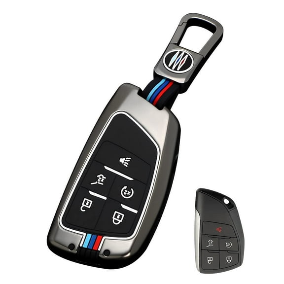 for GMC Chevy Key Fob Cover Case Metal Shell Smart Keys Holder Protector Compatible for 2022 2023 Chevrolet GMC Sierra 1500 Yukon Suburban Tahoe Denali Buick 5 Button