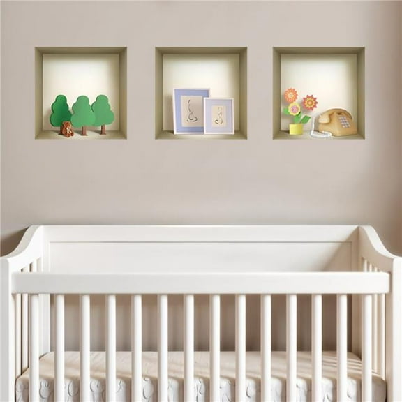 HomeRoots 565420 May Faux Niche 3D Peel & Stick Wall Decals - Set of 3