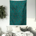 thumbnail image 3 of Teal Tapestry, Whimsical Modern Style Berry Christmas Pattern Hand Drawn Rustic Traditional, Wall Hanging for Bedroom Living Room Dorm Decor, 40W X 60L Inches, Teal Ruby Vermilion, by Ambesonne, 3 of 5