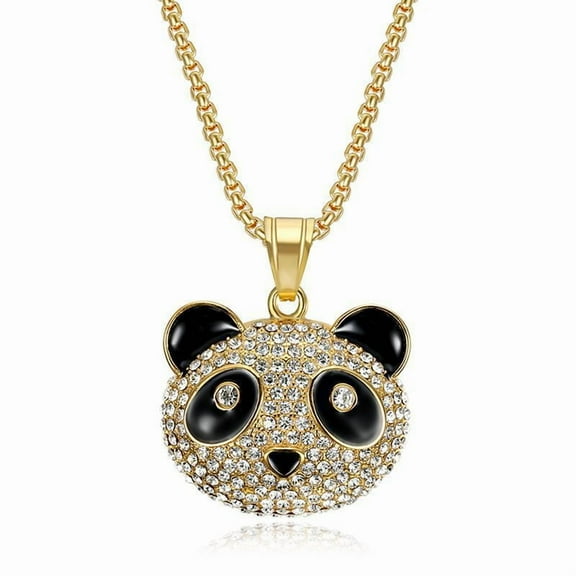 New 14K Yellow Gold Zircon Gold Panda Pendant Cartoon Male and Female Couples Hip Hop Necklace Gift Accessories Jewelry