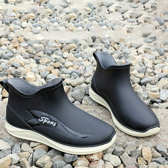 XIMIN Women Rain Boots Ankle Rain Shoes Anti-Slipping Waterproof Rainboots with Comfortable Lightweight Garden Rubber Rain Boot Outdoor Work Shoes Fishing Deck Boots