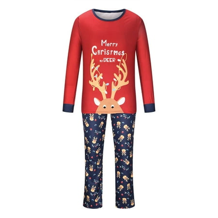 

LYXSSBYX Christmas Pajams Family Matching Parent-child Warm Christmas Set Printed Home Wear Pajamas Two-piece Dad Set