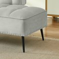 thumbnail image 6 of GZXS 54 Inch Upholstered Bench with Backrest, Velvet Padded Sofa Bench with 360° Swivel Table and Metal Legs, for Bedroom, Living Room or Lounge Seating, Gray, 6 of 10
