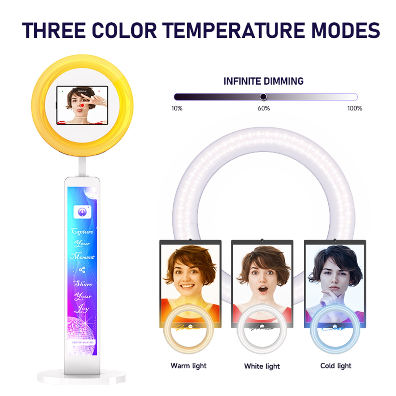 Ipad Photo Booth,Compatible with 10.2in-12.9in, APP Control Ring Box, Music Sync, Free customized Logo,Flight Case