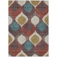 thumbnail image 2 of 5' X 8' Brown Taupe And Teal Blue Ogee Washable Indoor Outdoor Area Rug, 2 of 5