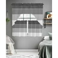 thumbnail image 5 of Black Grey Striped Kitchen Curtains Swag Valance and Tier Curtains Set 24 Inch Length, Farmhouse Modern Rod Pocket Drape Panels Pair Swag Curtains for Bathroom/Cafe/Window, 5 of 6