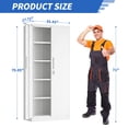 thumbnail image 5 of FFZ 71 inch Metal Garage Storage Cabinet White Steel Locking Doors 4 Adjustable Shelves Home Office Pantry, 5 of 12