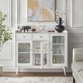 thumbnail image 4 of TMS Conlee 47" Vintage Buffet with Three Glass Doors, Two Drawers, and Three Adjustable Shelves, White, 4 of 7