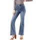 thumbnail image 1 of INSPIRE CHIC Pantalones de campana vintage de cintura alta elásticos para mujer, jeans de botón de campana, M azul, 1 of 6