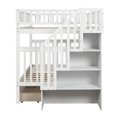 thumbnail image 5 of JINS&VICO Full Over Full Bunk Bed with Two Storage Drawers and Storage Shelves for Kids Children, Space Saving Wood Bunk Bed Full with Stairs and Safety Rails, No Box Spring Needed (White), 5 of 7