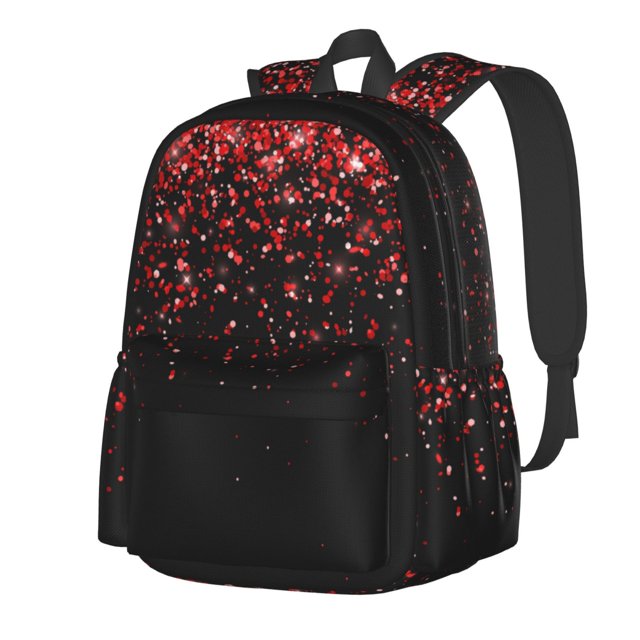 Disketp Red Glitter1 Mochila Escolar de Gran Capacidad y Peso Ligero, Mochila de Viaje Ideal para Escuela, Trabajo y Uso Diario, Cómoda y con Estilo