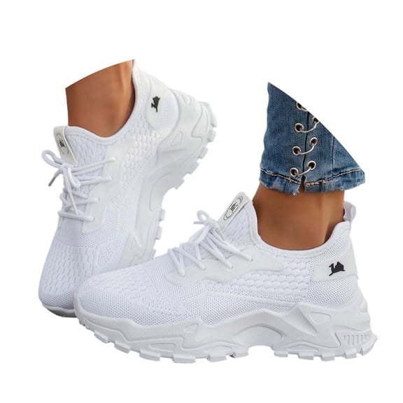 Win s Way Women's Casual Lace-Up Platform Sneakers, Breathable Mesh Athletic Shoes for Outdoor Travel